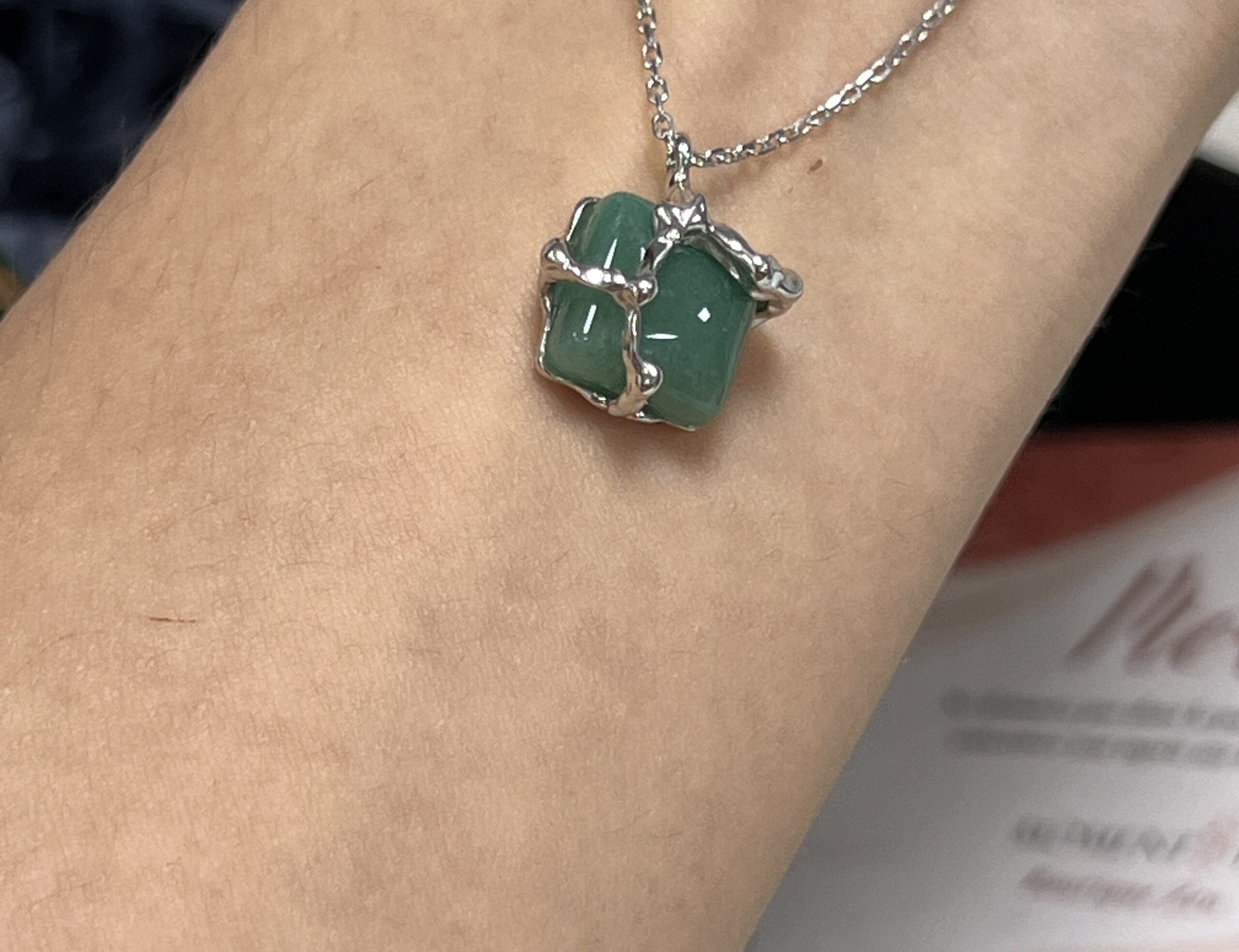 Collier Aventurine – Fleur de Sérénité, Argent photo review