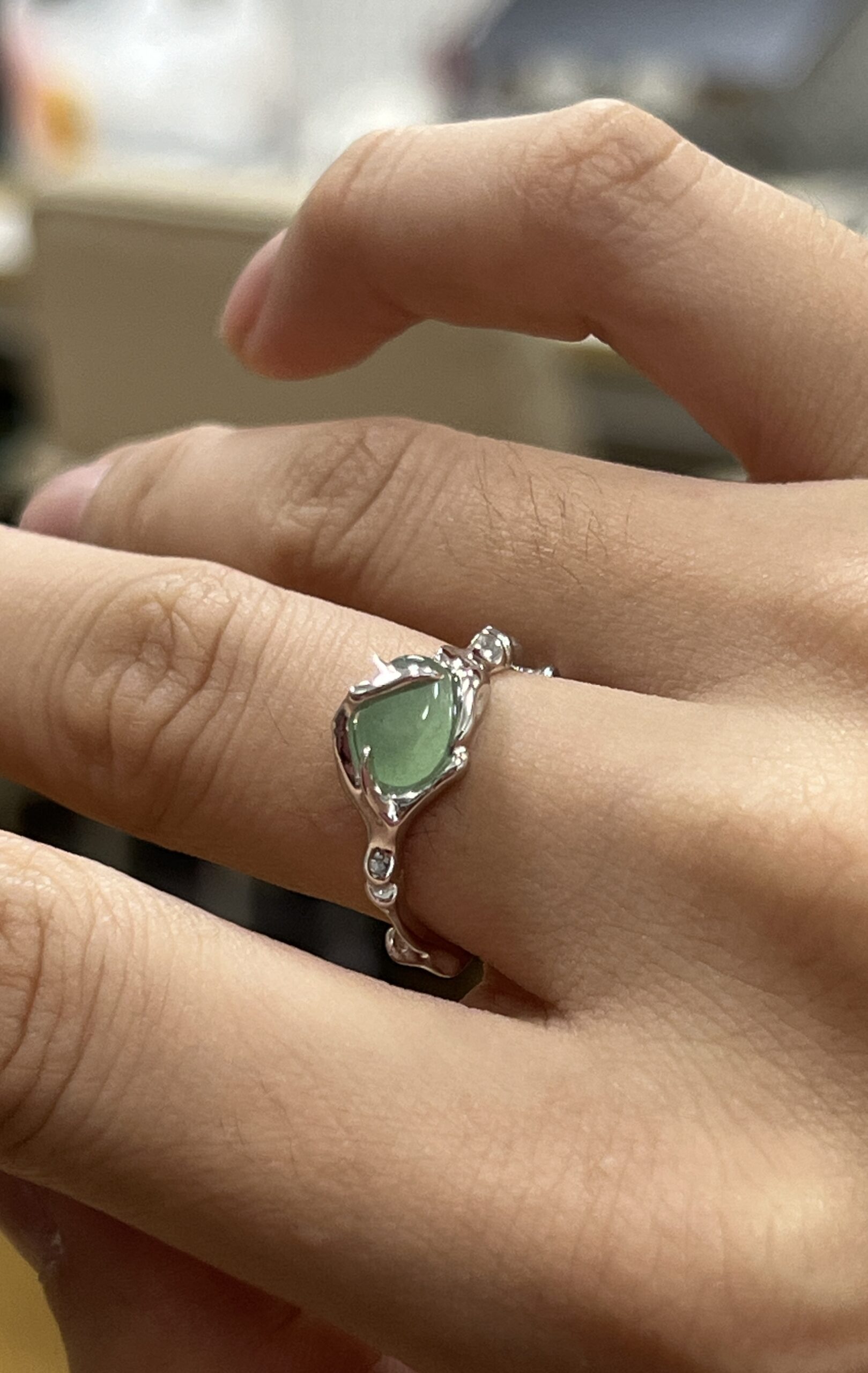 Bague Aventurine – Force du Bambou, Argent photo review