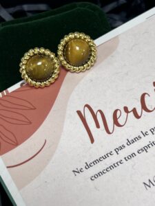 Boucles d'Oreilles Œil de Tigre – Éclat Captivant, Argent Plaqué Or photo review