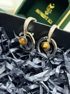 Boucles d'Oreilles Œil de Tigre – Douce Energie, Plaqué Or photo review