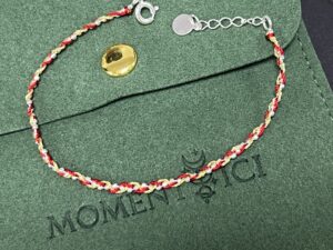 Bracelet Cordon Rouge – Tresse de Chance, Argent 925 et Fil Or 14K photo review