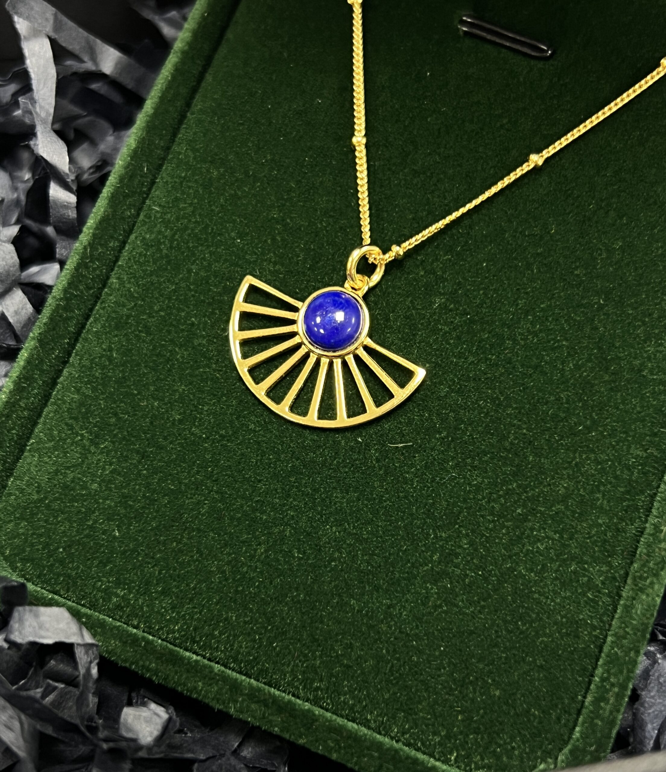 Collier Lapis Lazuli – Soleil Bleu, Argent Plaqué Or photo review