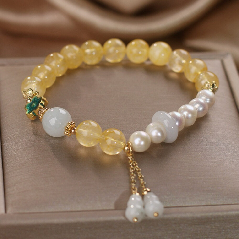 Bracelet Citrine Perle Jade – Gourde de Fortune