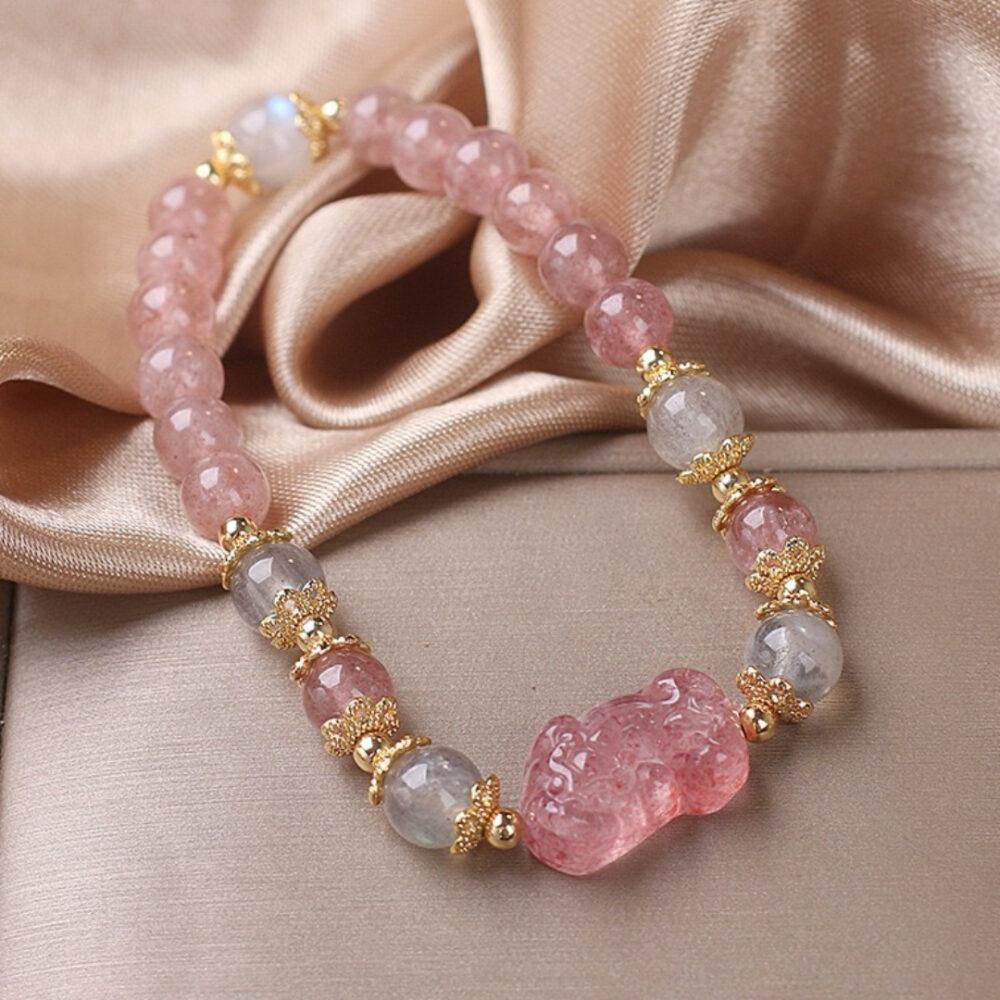 Bracelet Labradorite et Quartz Fraise – Protection PiXiu