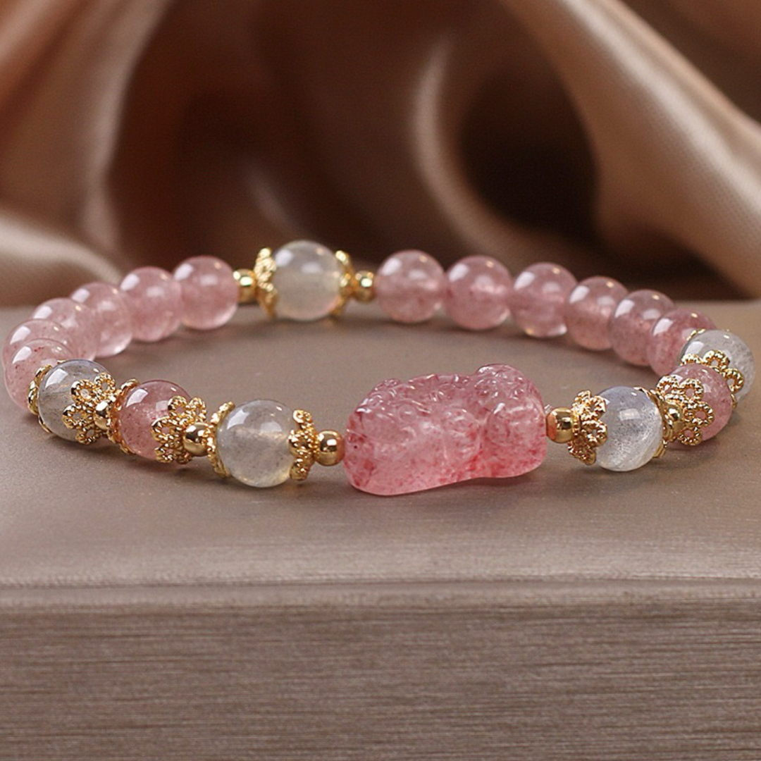 Bracelet Labradorite et Quartz Fraise – Protection PiXiu