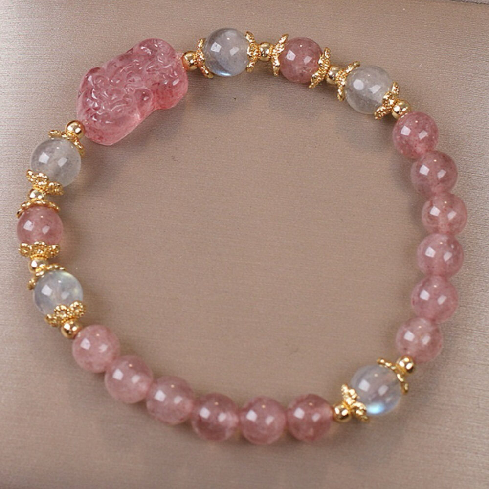 Bracelet Labradorite et Quartz Fraise – Protection PiXiu