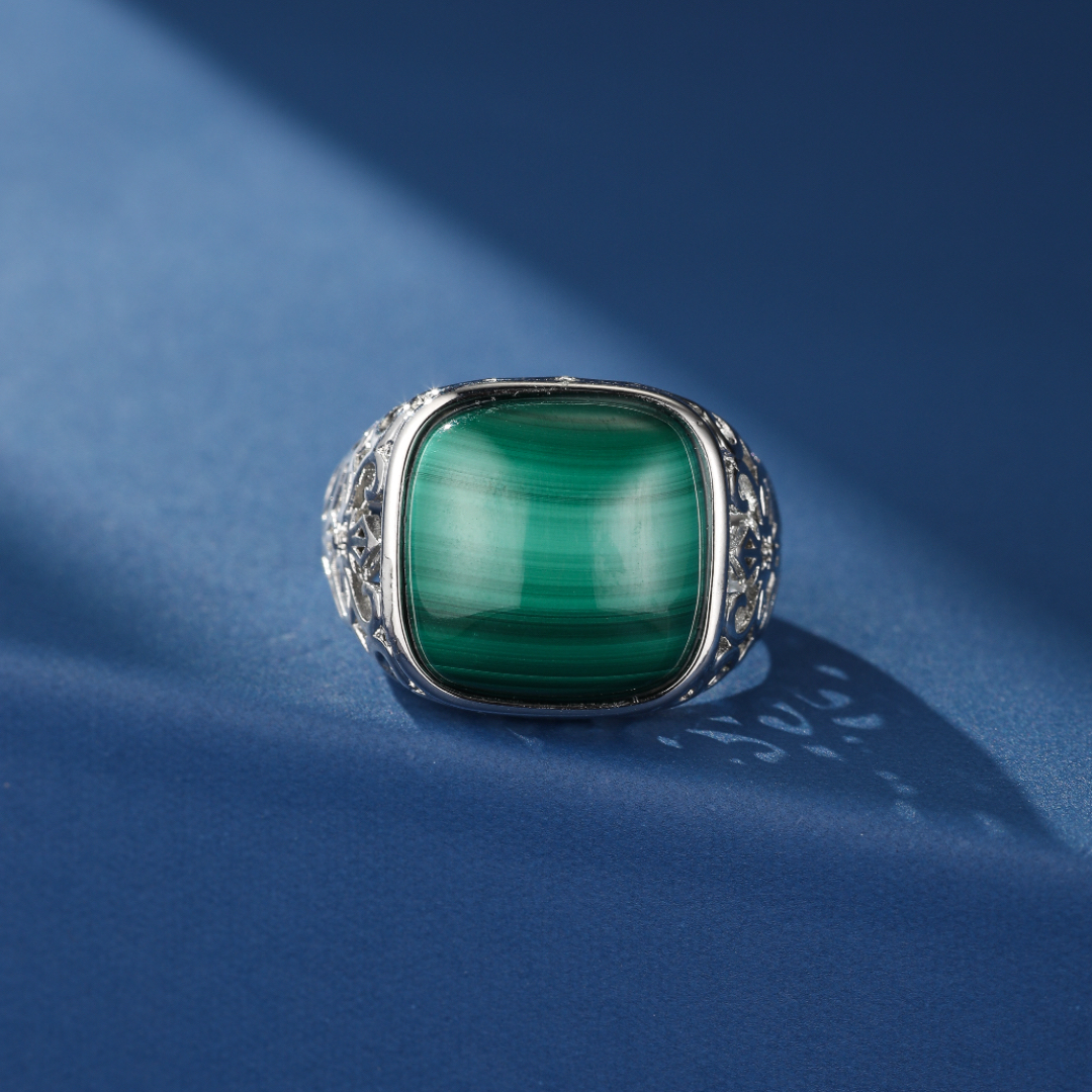 Bague Malachite – Trésor Antique, Argent 925