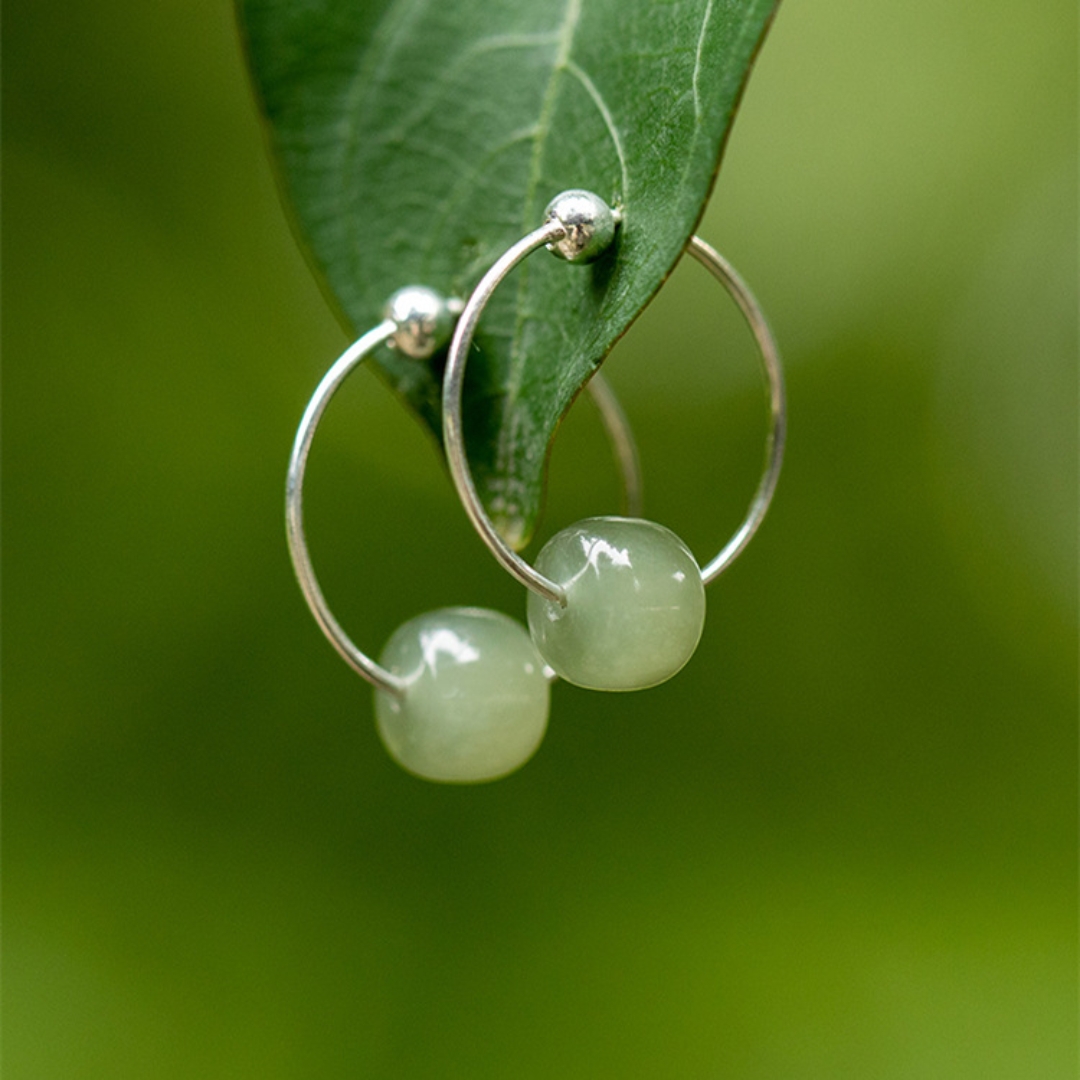 Boucles d'Oreilles Jade – Élégance Naturelle, Argent 925