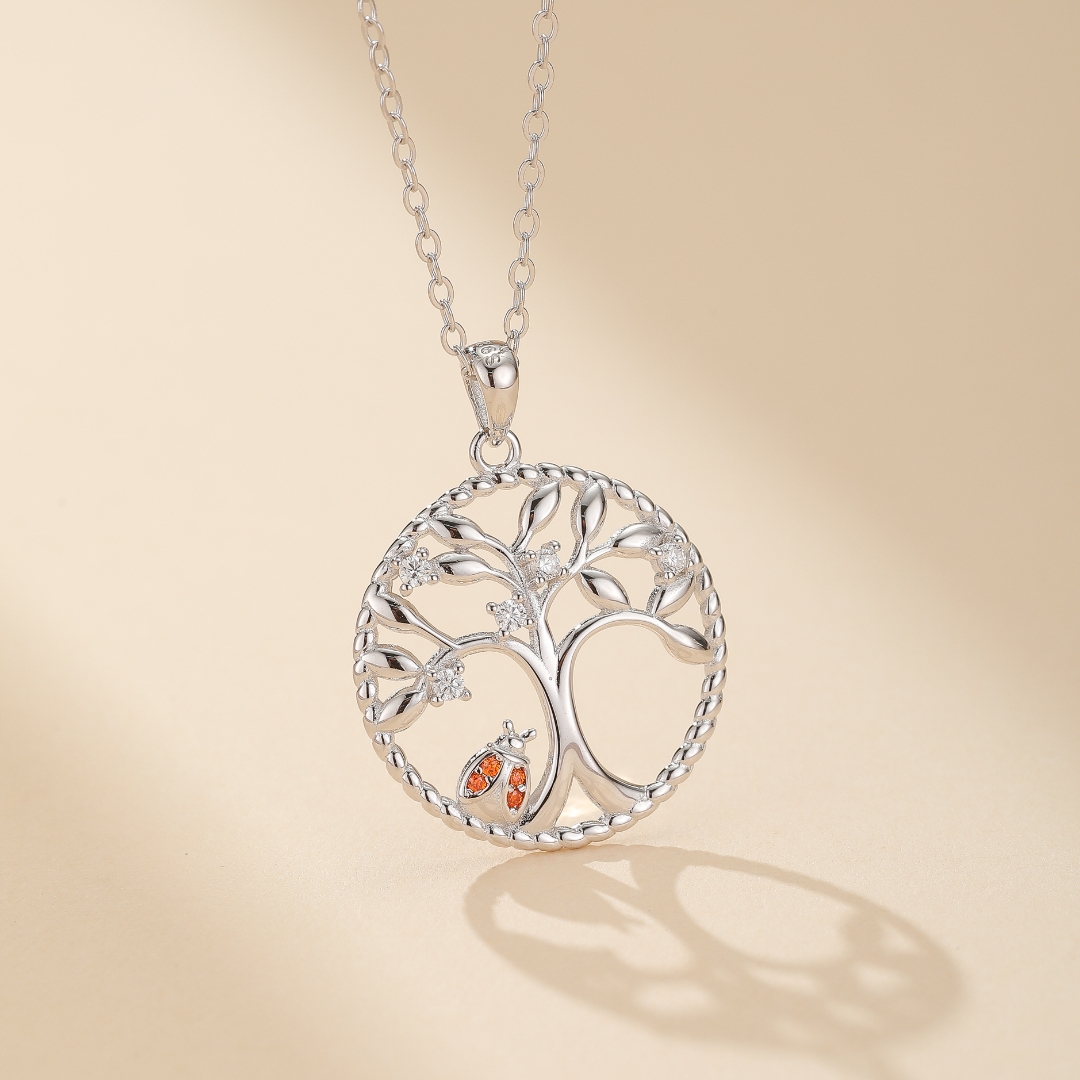 Collier Arbre de Vie – Coccinelle Porte-Bonheur, Argent 925