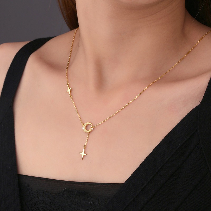 Collier Lune et Étoile – Symphonie Astrale, Argent 925