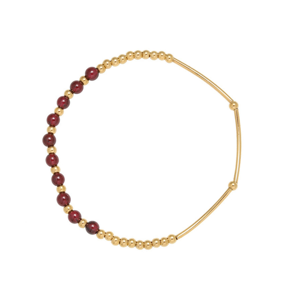 Bracelet Grenat – Rayonnement Solaire, Plaqué Or 18K