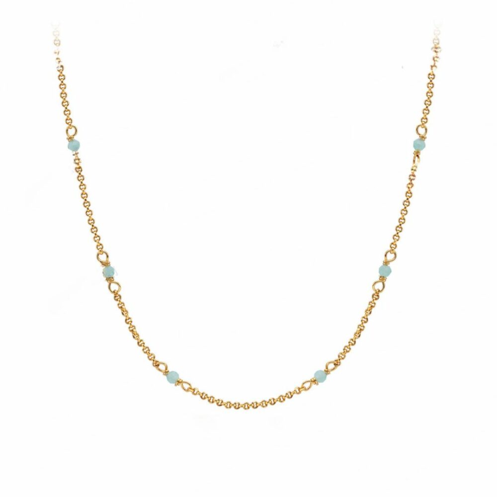 Collier Amazonite – Brise Marine, Argent Plaqué Or