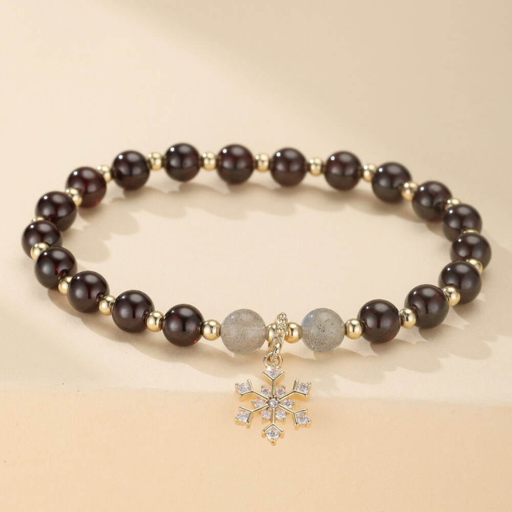 Bracelet Grenat et Labradorite – Charme Hivernal