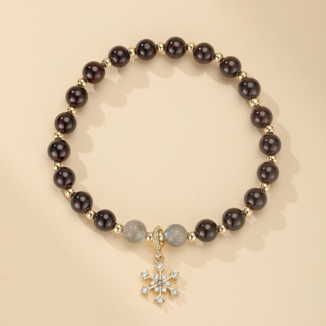 Bracelet Grenat et Labradorite – Charme Hivernal