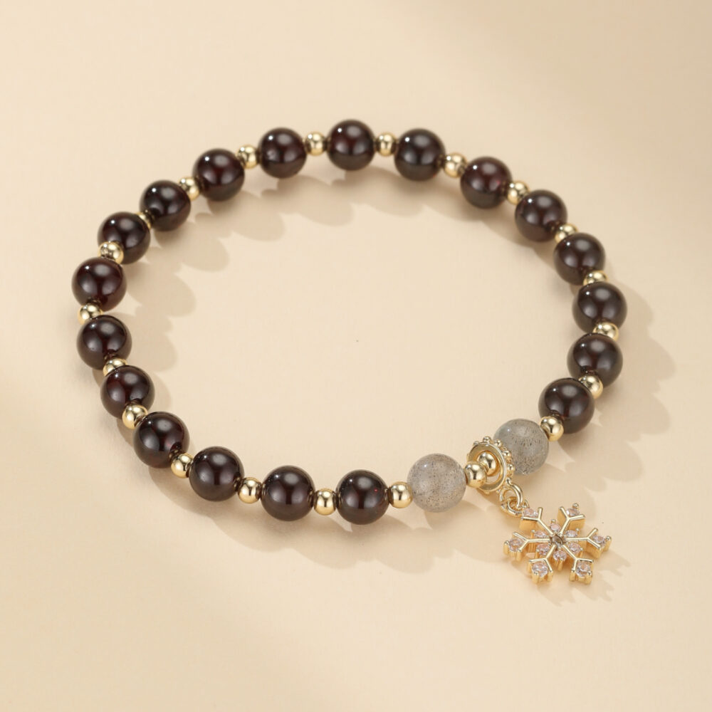 Bracelet Grenat et Labradorite – Charme Hivernal