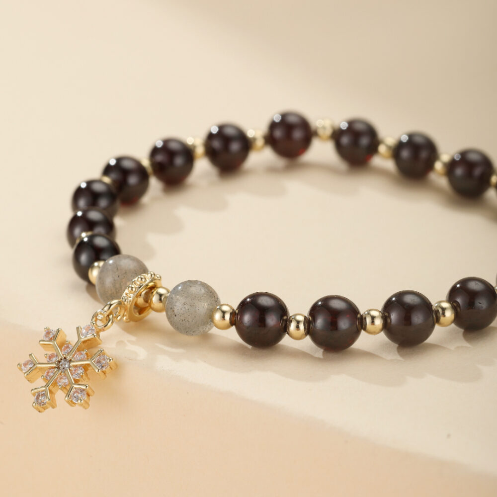 Bracelet Grenat et Labradorite – Charme Hivernal