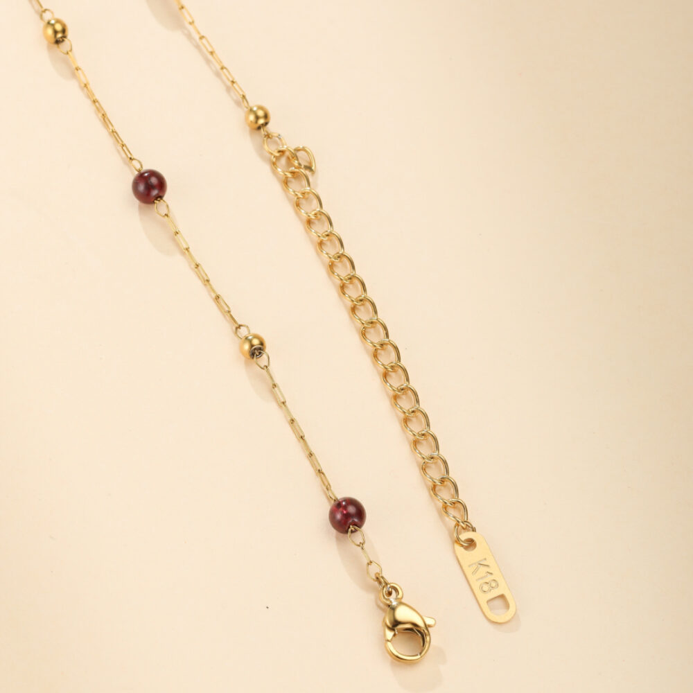 Collier Grenat – Cœur de Passion, Plaqué Or 18K