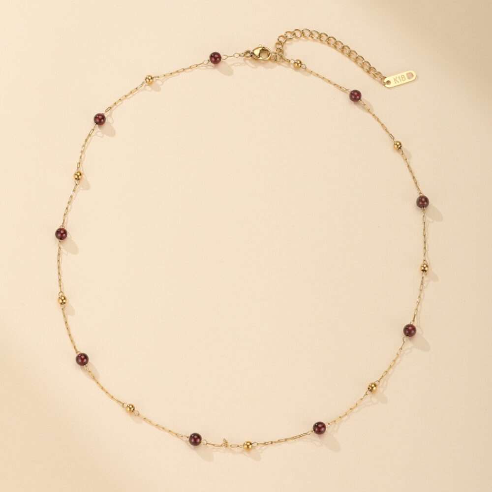 Collier Grenat – Cœur de Passion, Plaqué Or 18K