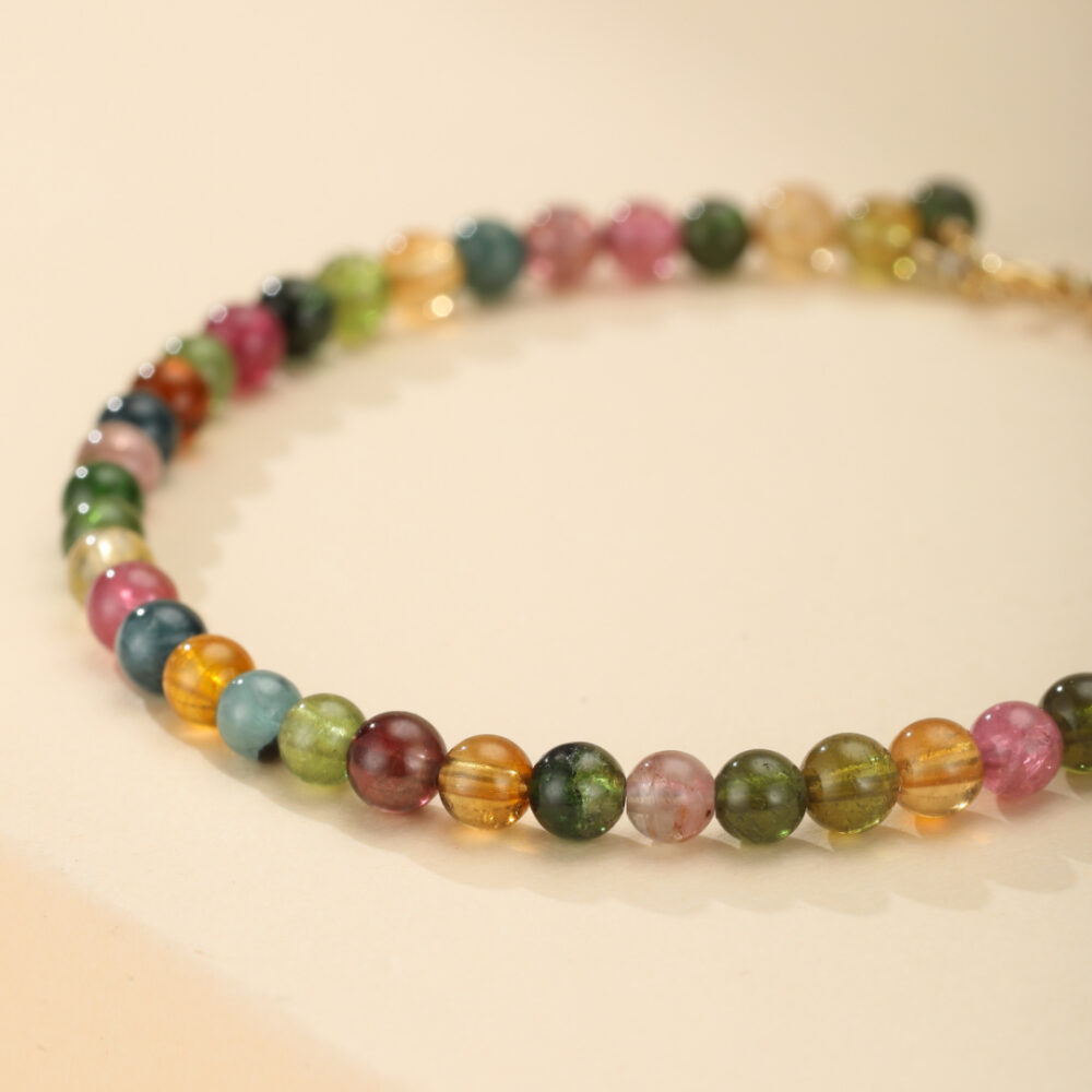 Bracelet Tourmaline – Rêve d'Aurore, Plaqué Or 14k