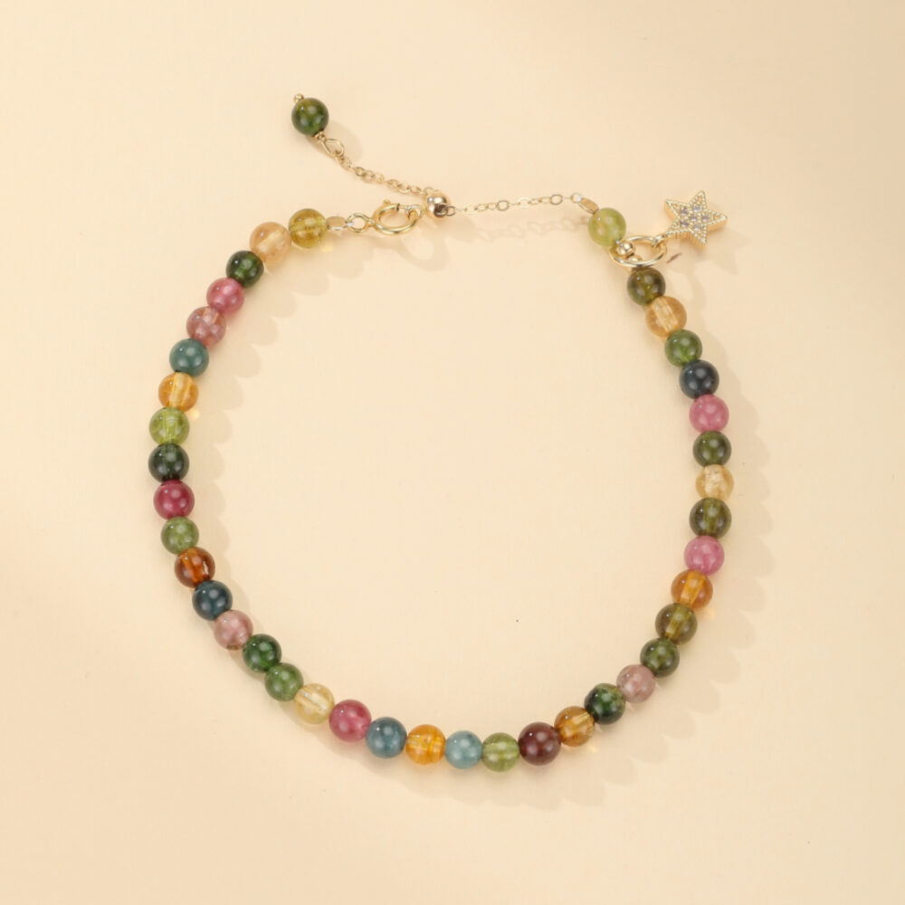 Bracelet Tourmaline – Rêve d'Aurore, Plaqué Or 14k