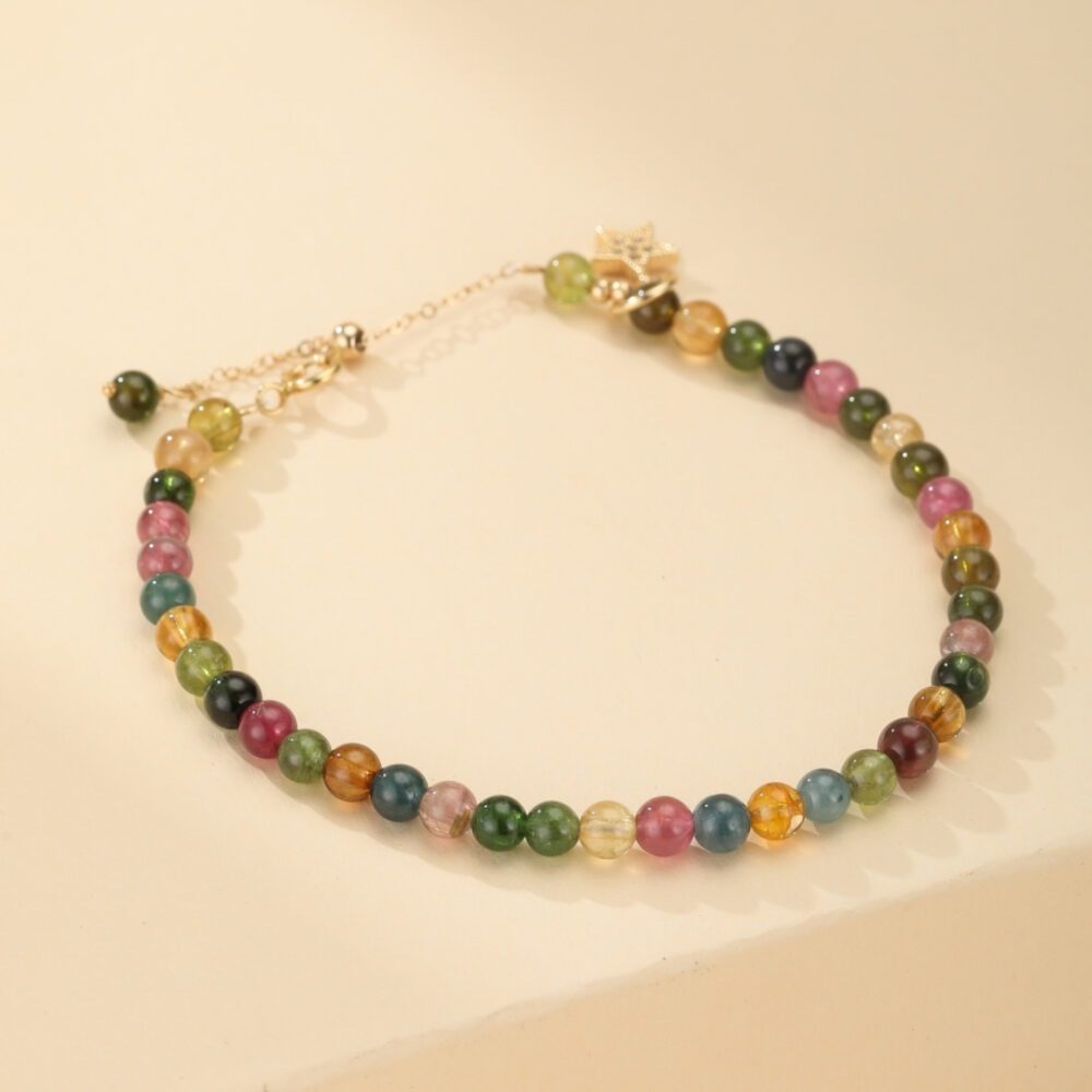 Bracelet Tourmaline – Rêve d'Aurore, Plaqué Or 14k