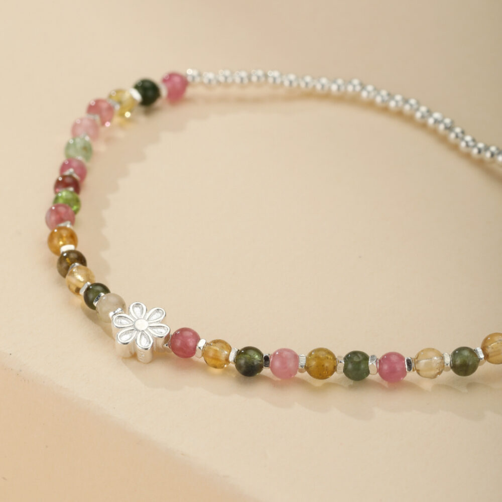 Bracelet Tourmaline – Cerise de Printemps, Argent 925