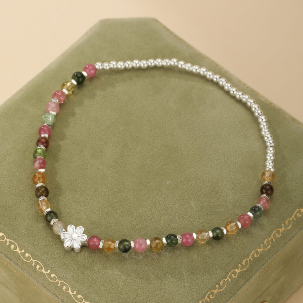 Bracelet Tourmaline – Cerise de Printemps, Argent 925