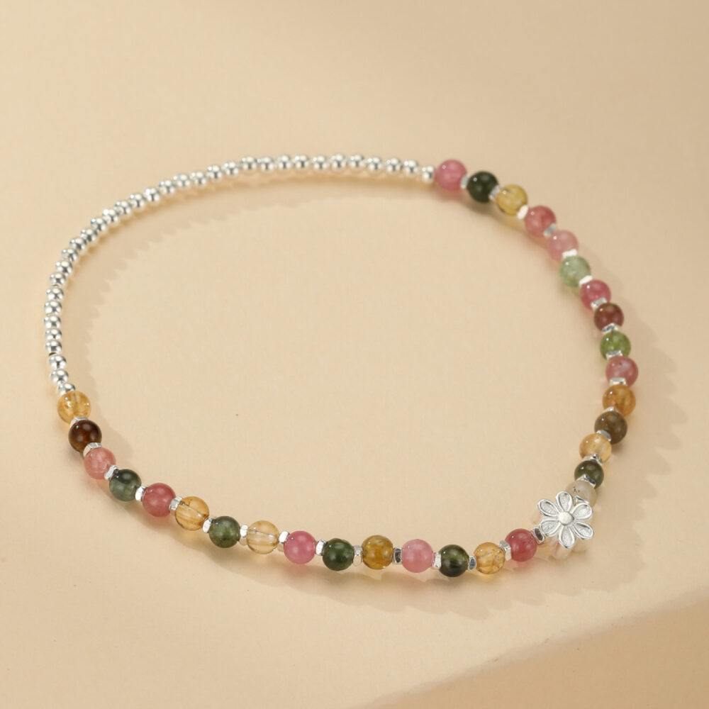 Bracelet Tourmaline – Cerise de Printemps, Argent 925