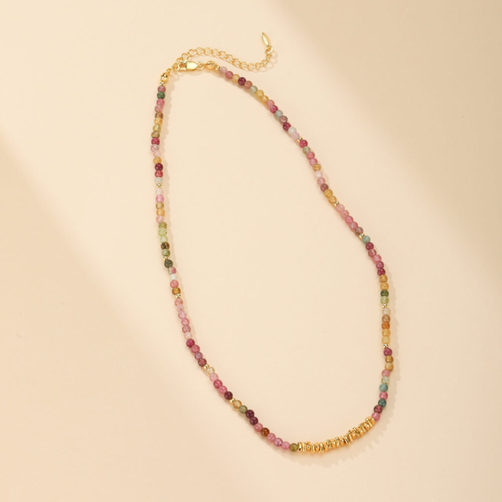 Collier Tourmaline – Vitalité et Paix, Argent Plaqué Or