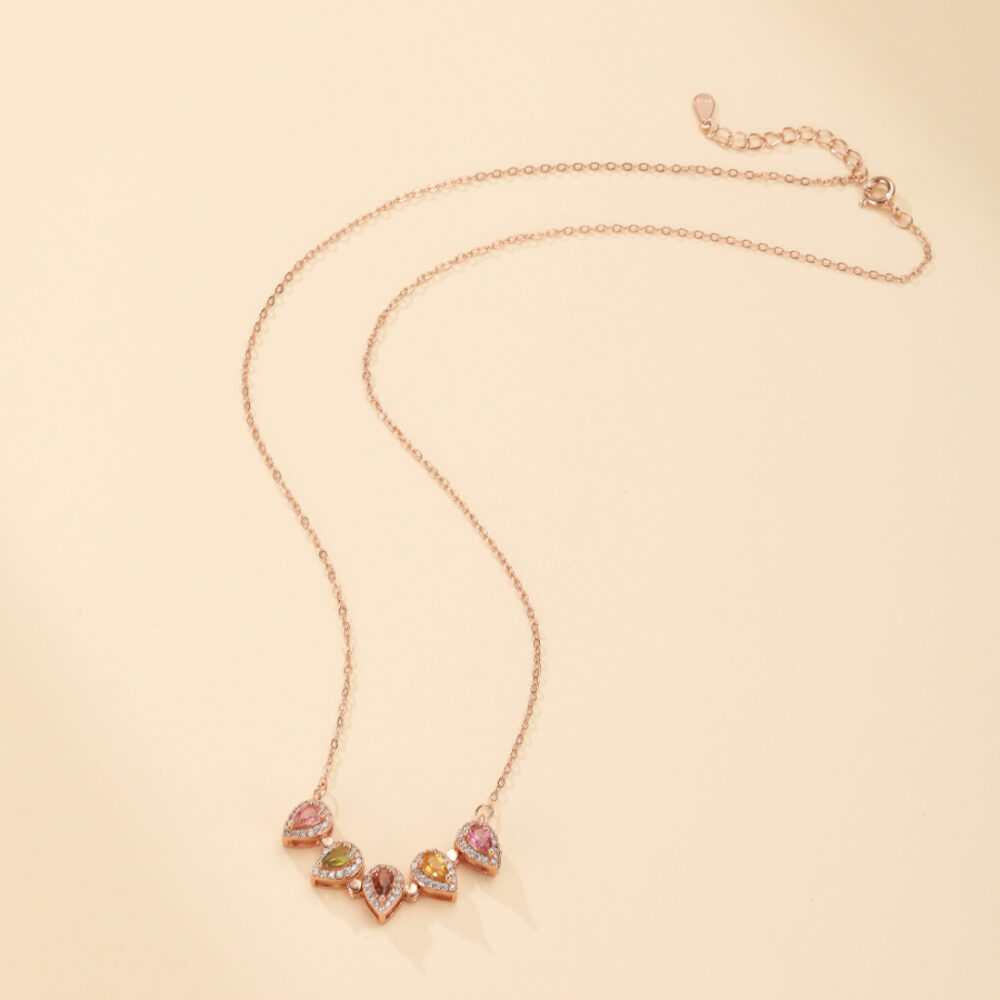 Collier Trèfle Tourmaline – Chance Éclatante, Argent Plaqué Or