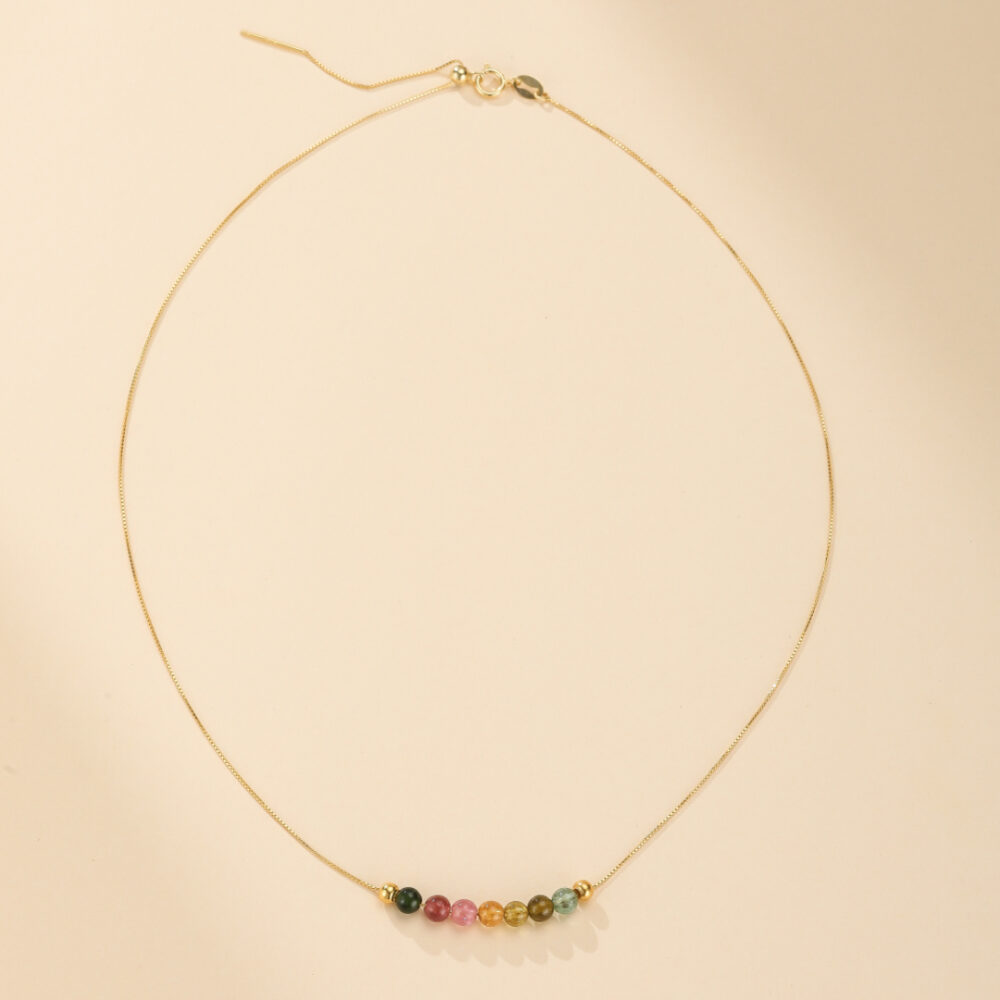 Collier Tourmaline – Arc de Lumière, Argent Plaqué Or