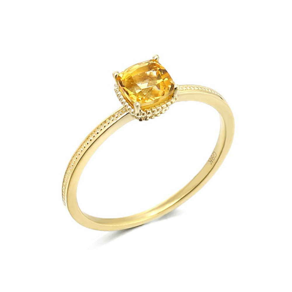 Bague Citrine – Lumière Dorée, Argent Plaqué Or