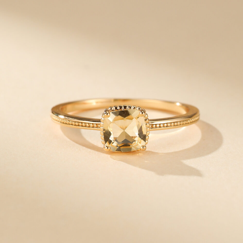 Bague Citrine – Lumière Dorée, Argent Plaqué Or