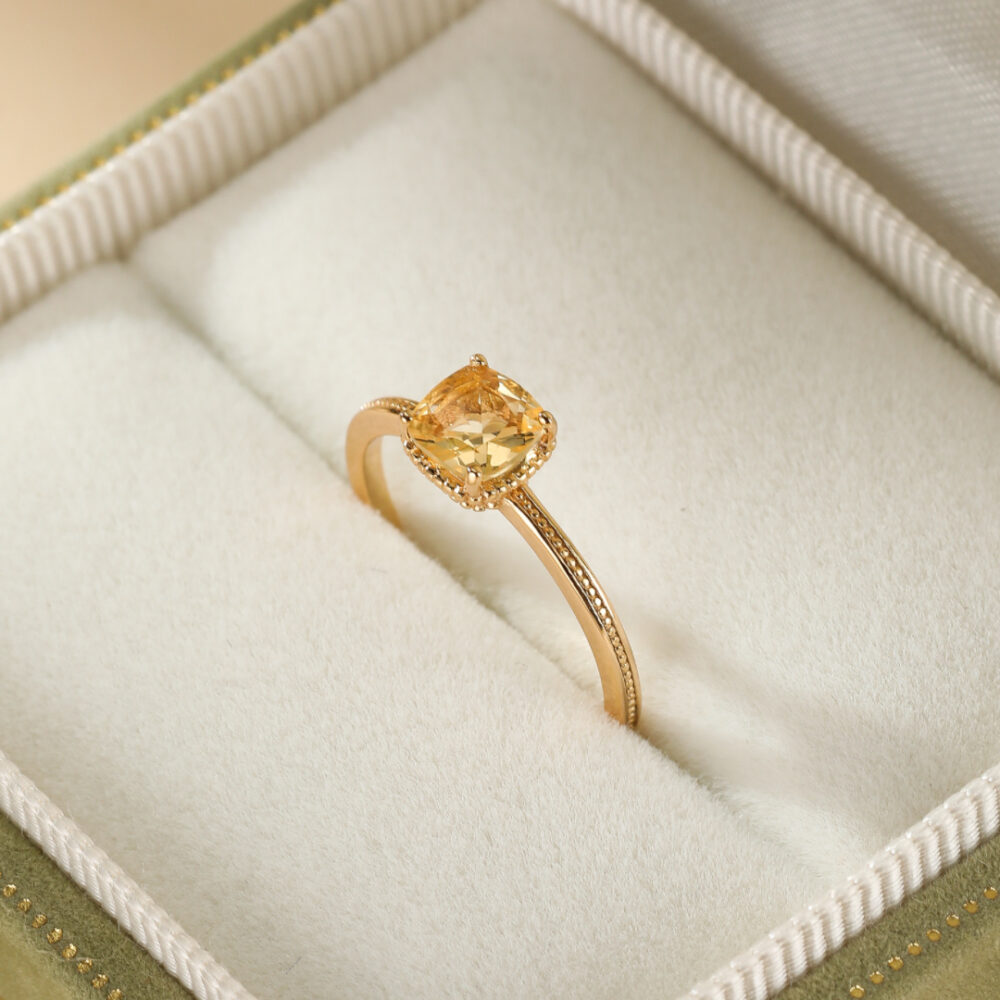 Bague Citrine – Lumière Dorée, Argent Plaqué Or