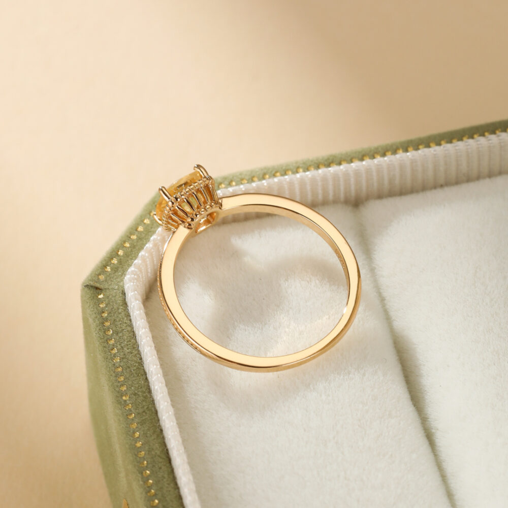 Bague Citrine – Lumière Dorée, Argent Plaqué Or