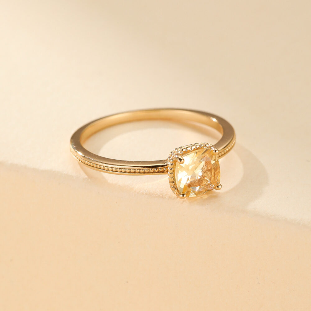 Bague Citrine – Lumière Dorée, Argent Plaqué Or