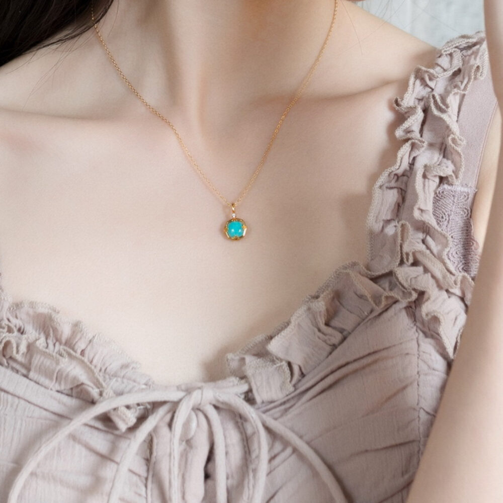 Collier Amazonite et Quartz – Danse des Étoiles, Argent Plaqué Or