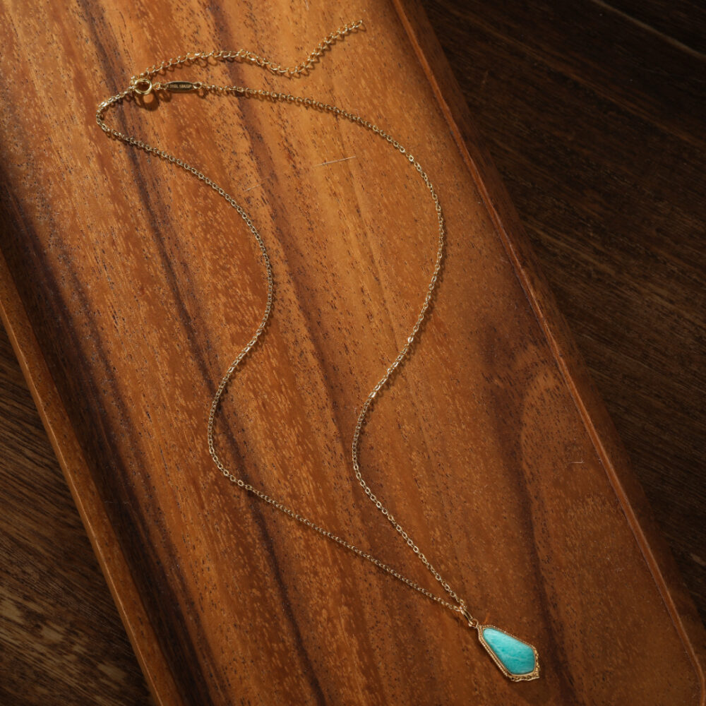 Collier Amazonite – Bleu d'Horizon, Argent Plaqué Or