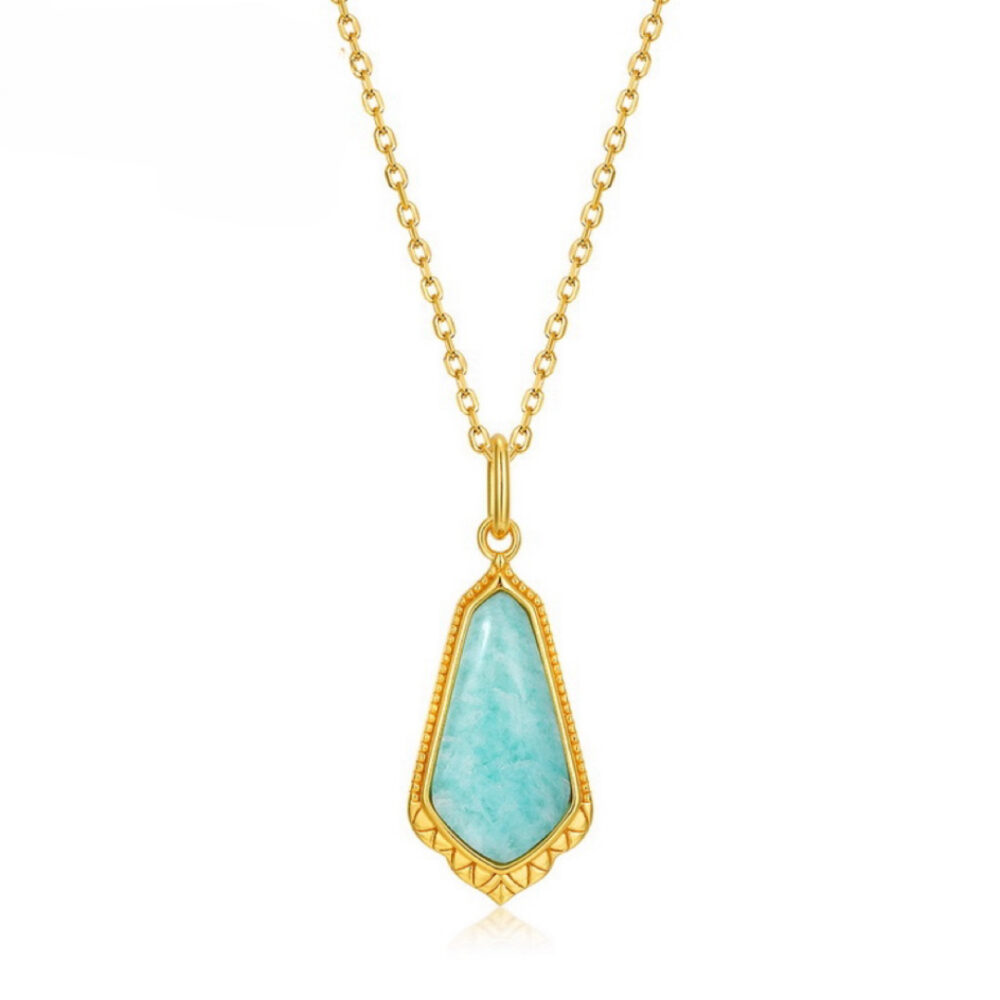 Collier Amazonite – Bleu d'Horizon, Argent Plaqué Or