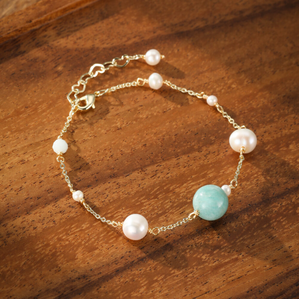 Bracelet Amazonite et Perles – Rêve d'Aurore