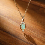 Collier Amazonite – Goutte de Bonheur, Argent Plaqué Or