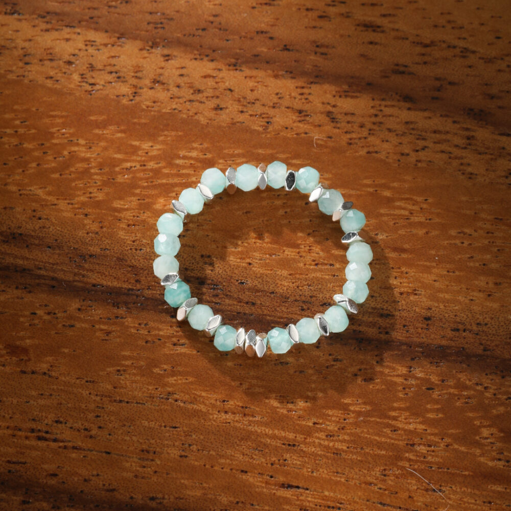 Bague Amazonite et Perle – Rêve Océanique