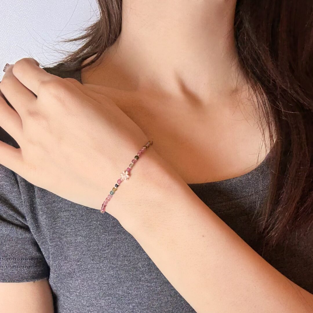 Bracelet Tourmaline – Cerise de Printemps, Argent 925
