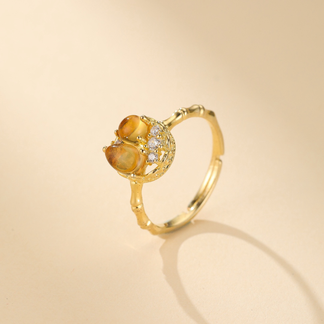 Bague Citrine – Gouttes de Lumière, Argent