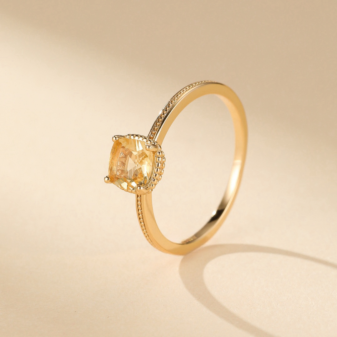 Bague Citrine – Lumière Dorée, Argent Plaqué Or