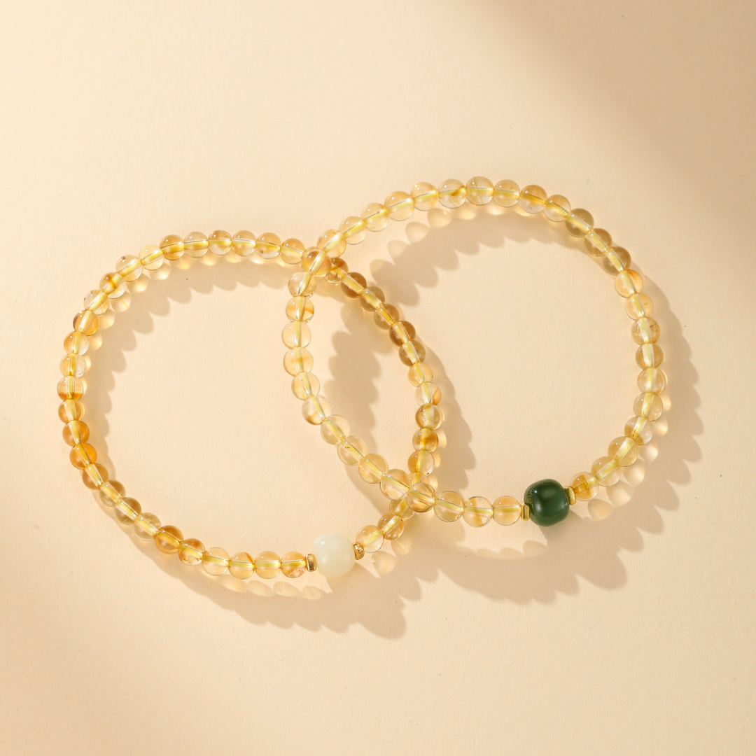 Bracelet Citrine et Jade – Aura de Prospérité