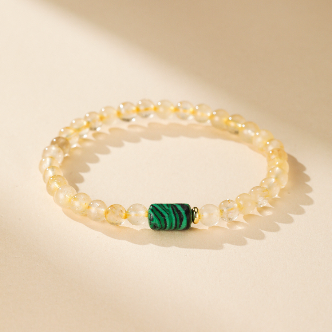 Bracelet Citrine et Malachite – Équilibre Abondant