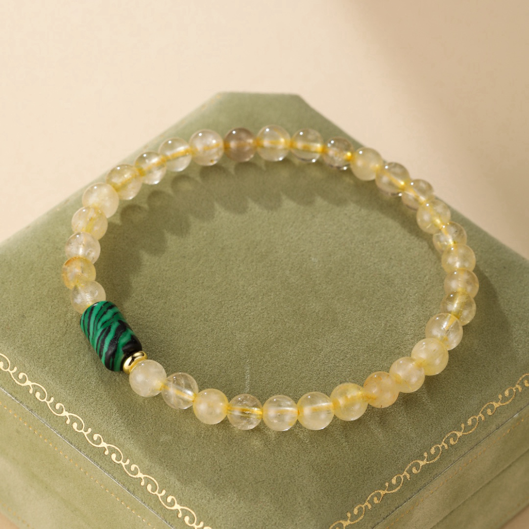 Bracelet Citrine et Malachite – Équilibre Abondant