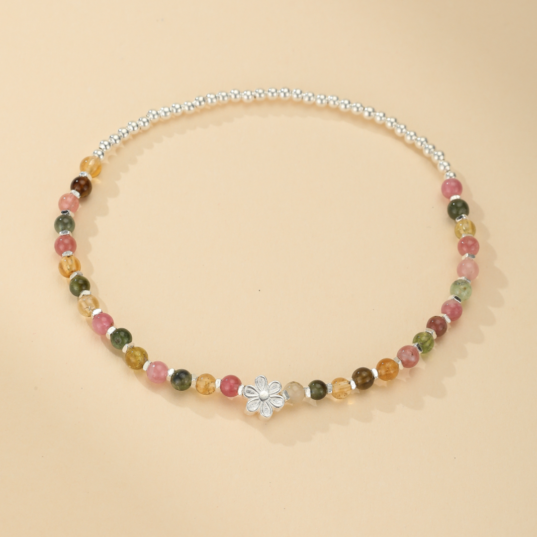 Bracelet Tourmaline – Cerise de Printemps, Argent 925