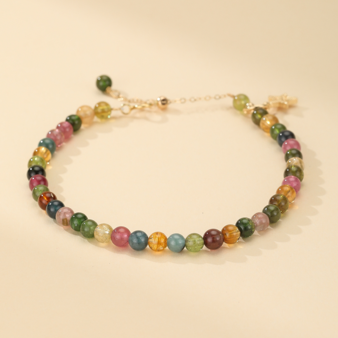 Bracelet Tourmaline – Rêve d'Aurore, Plaqué Or 14k